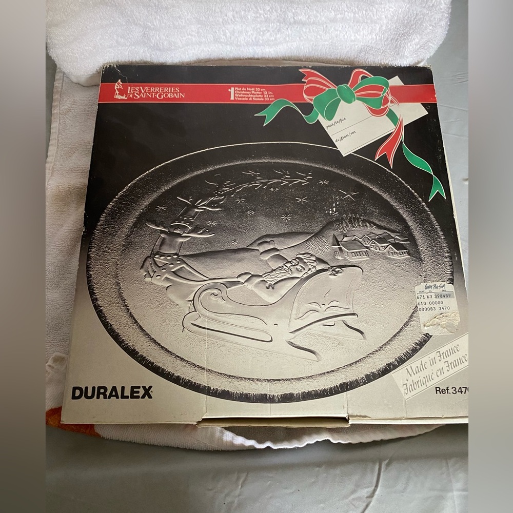 Vintage Duralex Christmas Platter 13 inches in the box